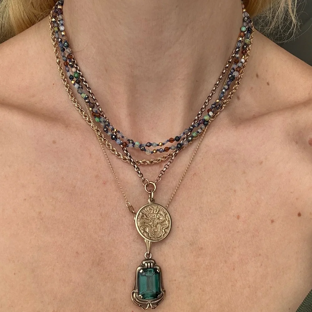 Extra long hand made hand knotted mixed gemstone necklace double layer wrap - Picture 4 of 13